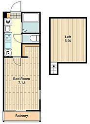 SunTiara 1Kの間取図画像