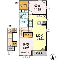 シェーンハイト バルト 2LDKの間取図画像