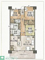 プラウドシティ国立 3LDKの間取図画像