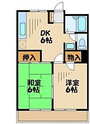 ハイツニュータマA 2DKの間取図画像