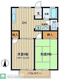 サニーホームズ2 2DKの間取図画像