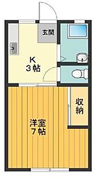 ユーハイツ岸野 1Kの間取図画像