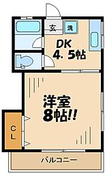 コーポ順天 1DKの間取図画像