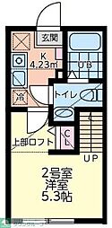 昭島市緑町5丁目アパート 1Kの間取図画像