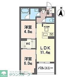 アルフラット万願寺 2LDKの間取図画像