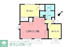 メイプルハイツ 2LDKの間取図画像