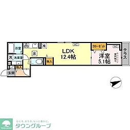 ディールーム八幡町 1LDKの間取図画像