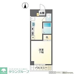 京王高尾線 めじろ台駅 徒歩8分の賃貸マンション 2階1Kの間取り