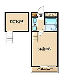 トップヒルゲート 2階1Kの間取り