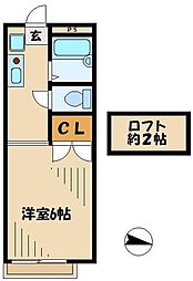 レオパレスセブン 1階1Kの間取り
