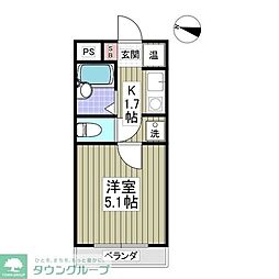 インティメイトハイツ 1Kの間取図画像
