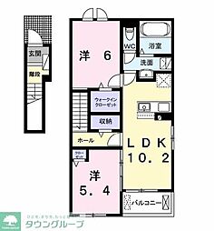 メゾン・ド・ソレイユ 2階2LDKの間取り