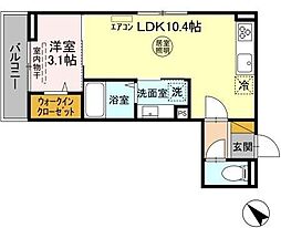ウィン　ヴェール21 2階1LDKの間取り