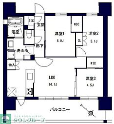 千葉市中央区問屋町マンション 3LDKの間取図画像