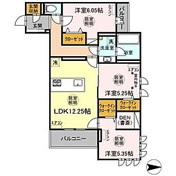 アピシウス 3LDKの間取図画像