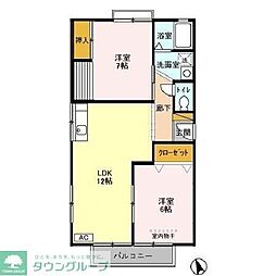 ヴェルメゾンおゆみ野C棟 2LDKの間取図画像