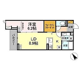 Cradle 1LDKの間取図画像