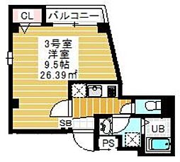 secondcoral千葉中央 1Kの間取図画像