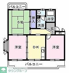 クレセントフジB 3DKの間取図画像