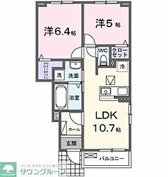 オークレールB 2LDKの間取図画像