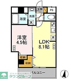 ニュートリノ要 1LDKの間取図画像