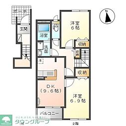 ソシオファミール 2DKの間取図画像