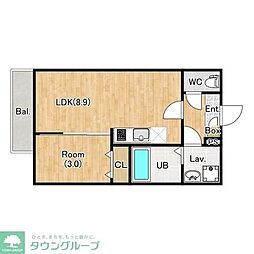 木村マンション 1LDKの間取図画像