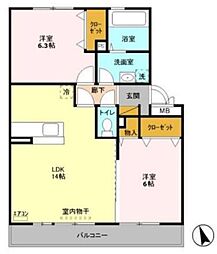 リビングタウン稲毛の杜B 2LDKの間取図画像