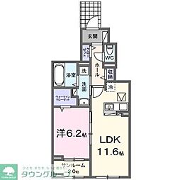 メゾン・ド・リュミエールIII 1LDKの間取図画像