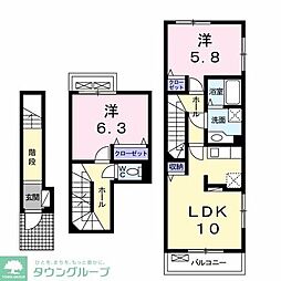 サンヴェール茂原C 2LDKの間取図画像