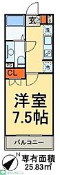 リバーハイツ幕張 1Kの間取図画像