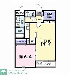 エスポワールT&C 1LDKの間取図画像