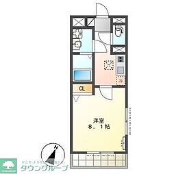 クラルテ 1Kの間取図画像