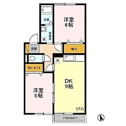 ベルフレールA 2DKの間取図画像