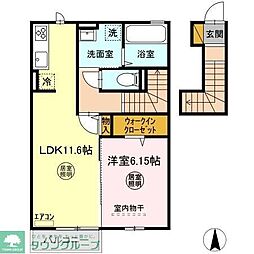 メゾンクレールE 1LDKの間取図画像