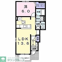 ロワゾーブルーJ 1LDKの間取図画像