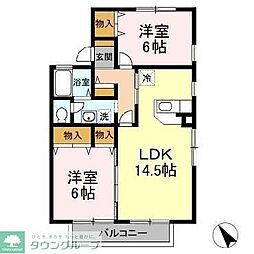 ビィウライースト 2LDKの間取図画像