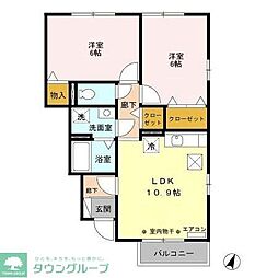 イーストヒルズ 2LDKの間取図画像