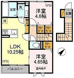 ヴァンベール 2LDKの間取図画像