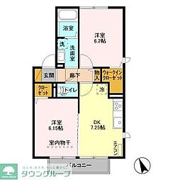 ルミエール瑞穂参番館 2DKの間取図画像