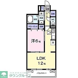 ルポン ボヌール 1LDKの間取図画像