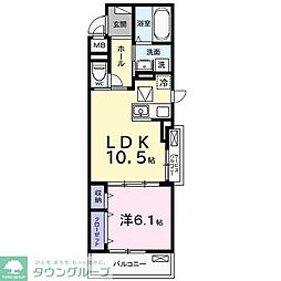ルポン ボヌール 1LDKの間取図画像