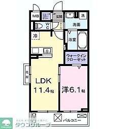 ルポン ボヌール 1LDKの間取図画像