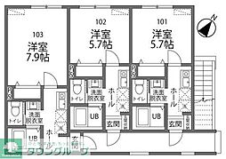 パステールグラン大森台 1Kの間取図画像