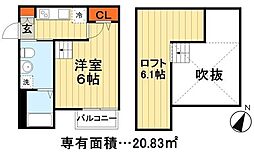BLOOM 1Kの間取図画像