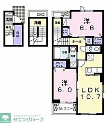ラ・カーサ・フェリーチェA 2LDKの間取図画像