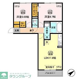 アルカディア 2LDKの間取図画像