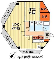 クリスタルスクエアいのはな 1LDKの間取図画像