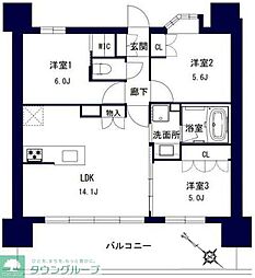 千葉市中央区問屋町マンション 3LDKの間取図画像