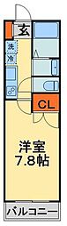 レッドコート 1Kの間取図画像